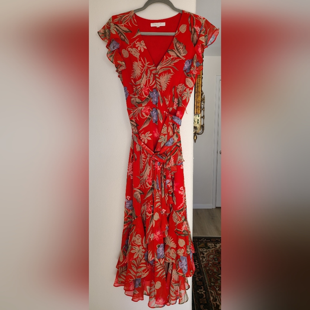 WAYF Tropical Print Wrap Dress